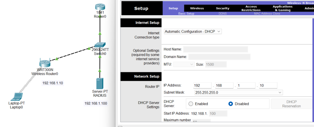 Configuración red router inalámbrico.