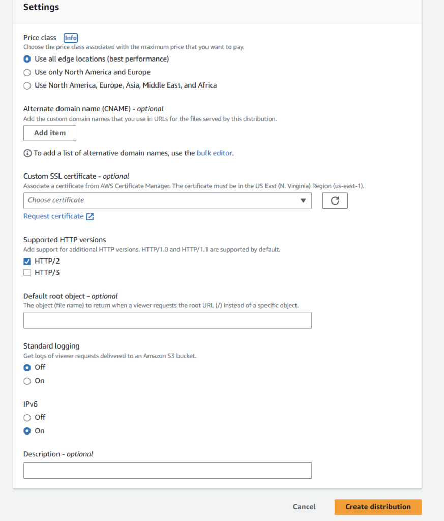 Paso 5 sobre como montar Cloudfront en AWS