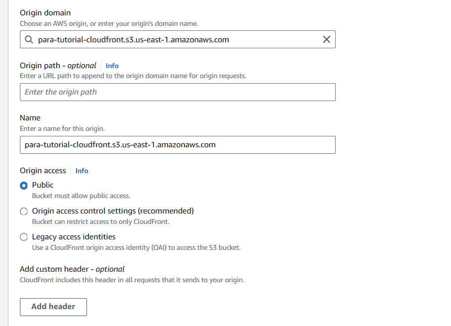 Paso 2 sobre como montar Cloudfront en AWS